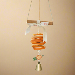 Car hanging ornament with dried orange slices and bell, handmade natural aroma decoration