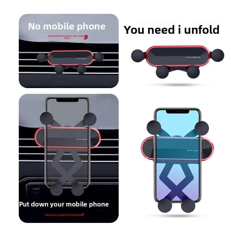 Car air vent phone holder demonstration showing automatic grip adjustment and smartphone placement