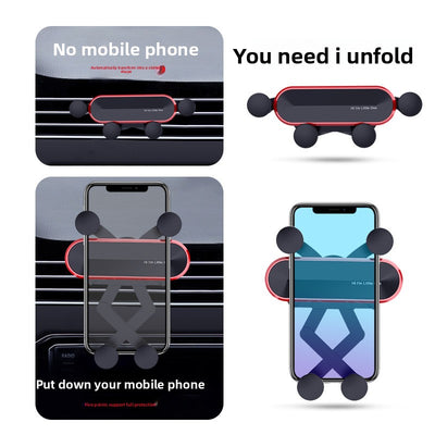 Car air vent phone holder demonstration showing automatic grip adjustment and smartphone placement