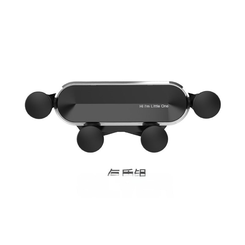 Silver car phone holder with text 'Hi I'm Little One' on a white background
