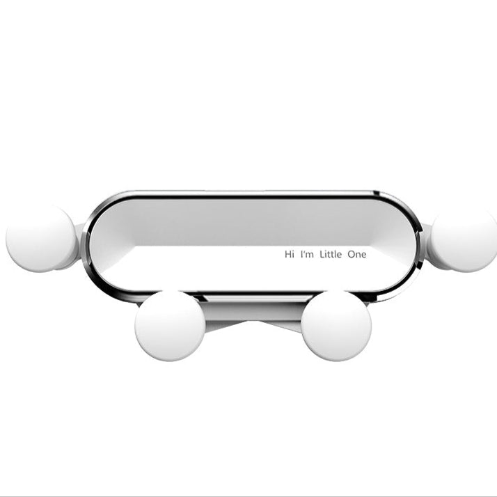 White car phone holder with text 'Hi I'm Little One' on a white background