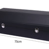 Extra large black leather car trunk storage box with labeled dimensions 75cm x 31cm x 30cm on a white background