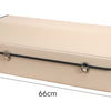 Large beige leather car trunk storage box with black trim and labeled dimensions 66cm x 31cm x 30cm on a white background