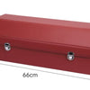 Large red leather car trunk storage box with labeled dimensions 66cm x 31cm x 30cm on a white background