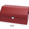 Medium red leather car trunk storage box with labeled dimensions 66cm x 31cm x 30cm on a white background